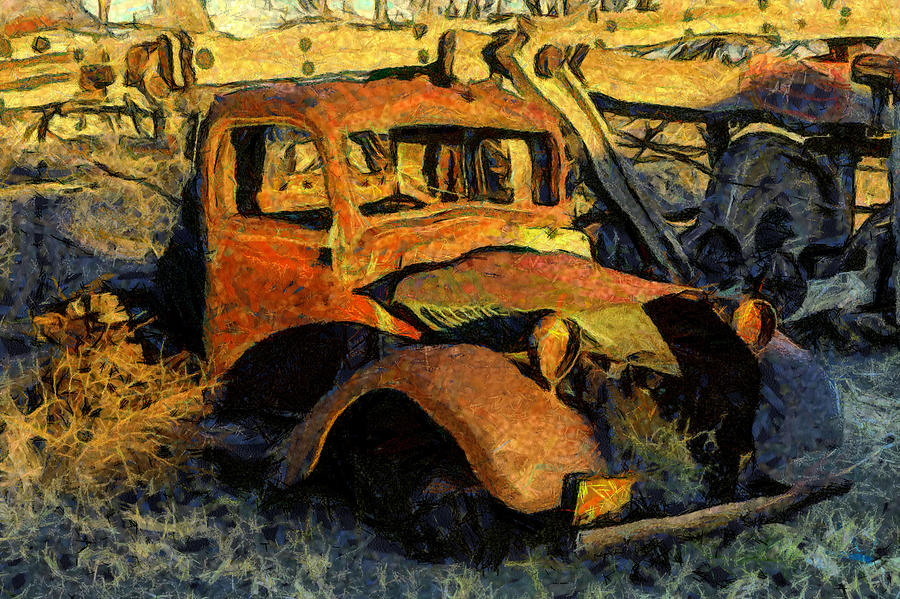 A Rusted Old Truck Marfa Texas Funky Version Digital Art by Carol Highsmith