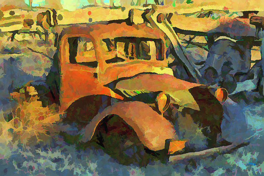 A Rusted Old Truck Marfa Texas Watercolor Versio Digital Art by Carol Highsmith