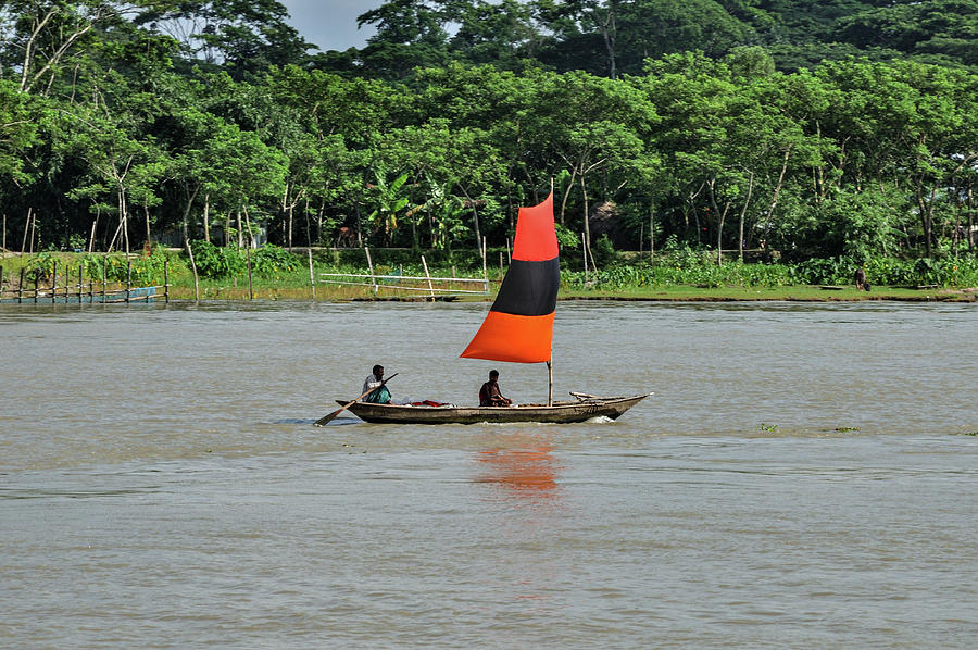 A Sail boat in a river - Bangladesh Photograph by Amazing Action Photo Video