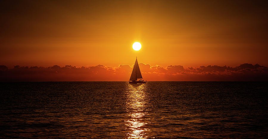 Life Photograph - A Sailboat Sailing The Sea by Vicen Photography Life Photograph - A Sailboat Sailing The Sea by Vicen Photography