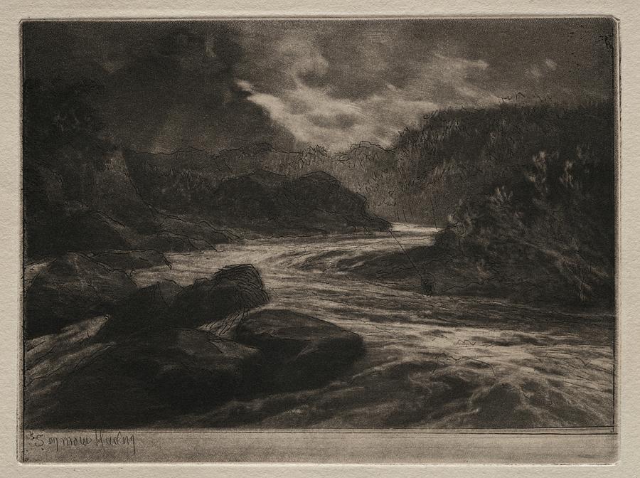 A Salmon River Date unknown Francis Seymour Haden British 1818 to 1910 Painting by MotionAge Designs
