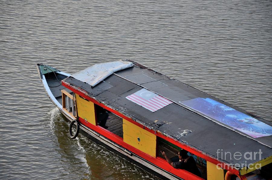 A Sampan River Ferry Boat With Malaysia Flag On Sarawak River Kuching East Malaysia Photograph