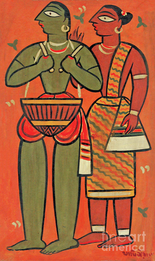 A Santhal Couple Painting by Jamini Roy - Fine Art America