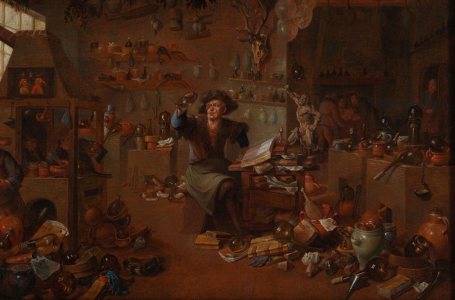 A Savant in his Cabinet Painting by Mattheus van Helmont