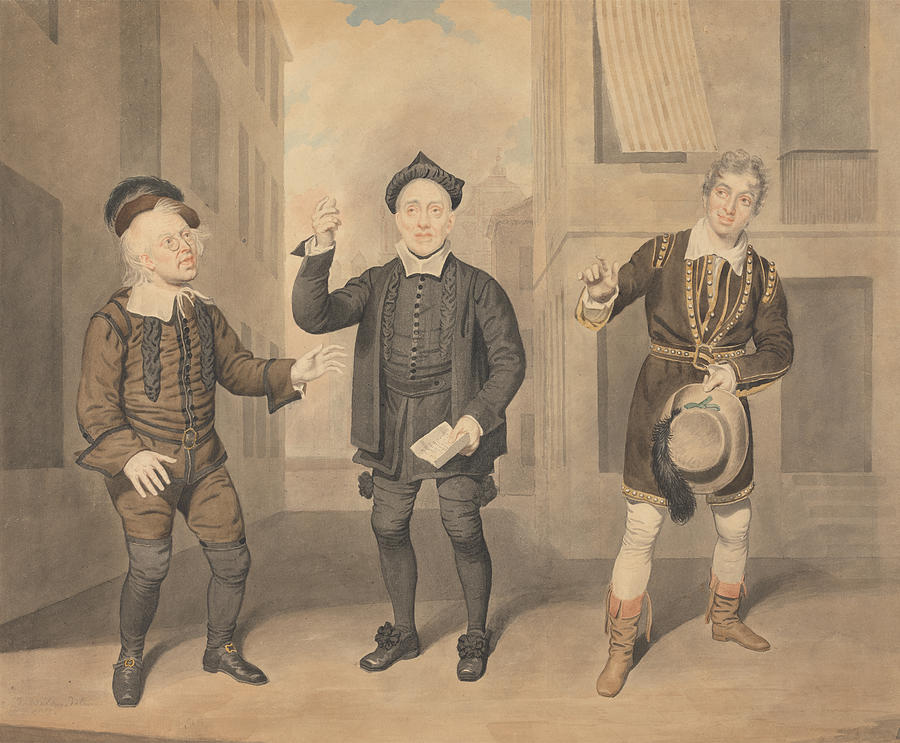 A Scene from a Play - Three Actors Drawing by Samuel De Wilde
