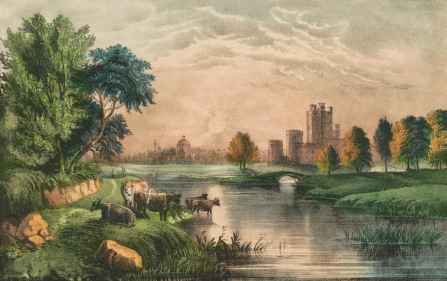 Castle Drawing - A scene in old Ireland by Mango Art