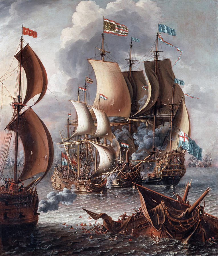 A Sea Fight With Barbary Corsair Painting