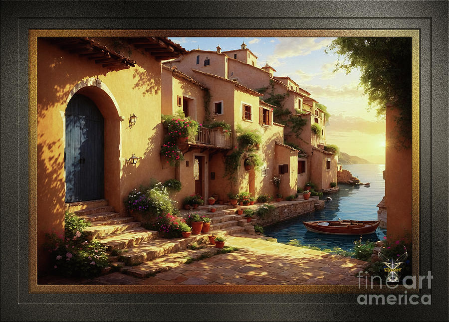 A Seaside Village In The Morning Sun Alluring AI Concept Art by Xzendor7 Digital Art by Xzendor7