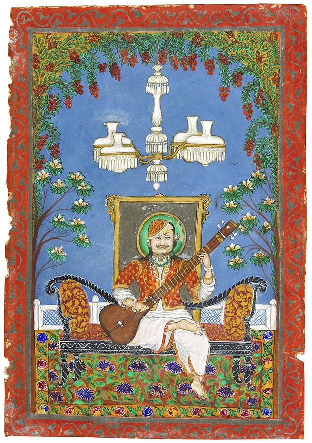 A seated musician, India, Rajasthan, Kota, 19th century Painting by Artistic Rifki