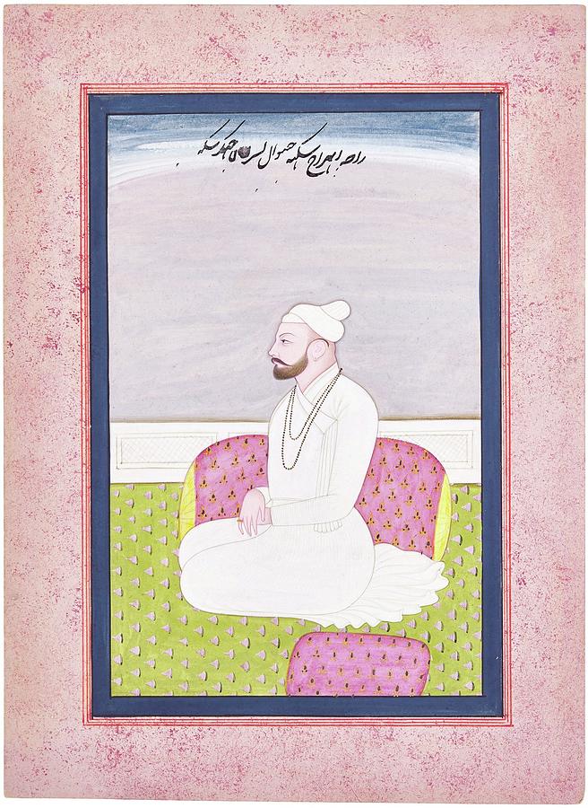 A seated portrait of Raja Abhiraj Singh Jaswal  of Jaswan, North India, Kangra, ci Painting by Artistic Rifki