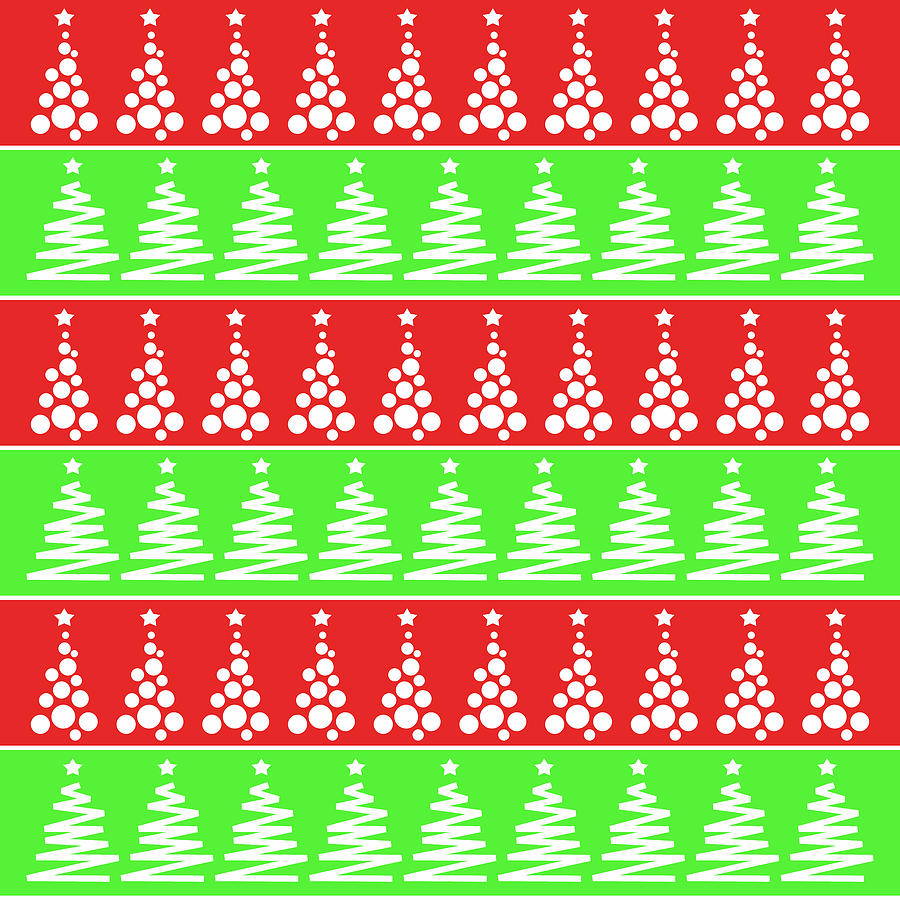 A selection of cute simple Christmas trees for holiday decoration on a  green and red background Digital Art by Elena Sysoeva - Pixels