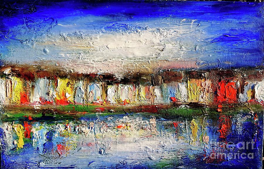 A semi abstract painting of Galway Ireland  Painting by Mary Cahalan Lee - aka PIXI
