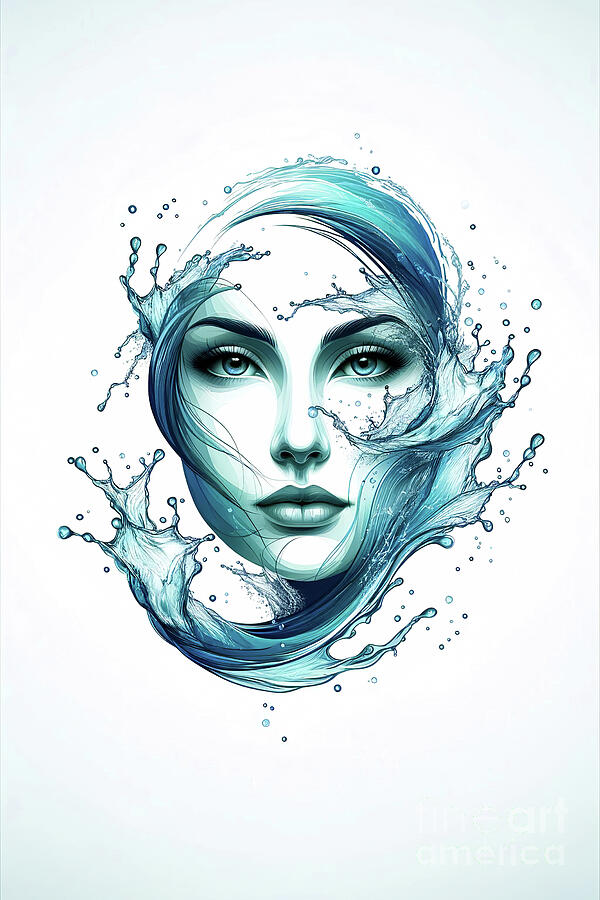 A serene female face is at the center Digital Art by Odon Czintos