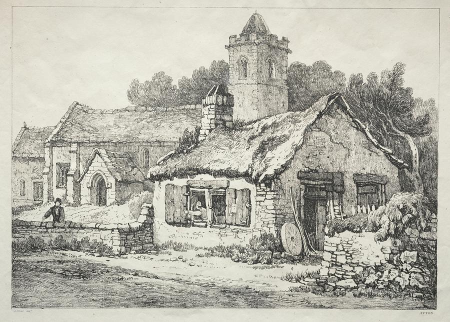 A Series of Ancient Buildings and Rural Cottages in the North of England Ayton 1821 Samuel Prout  Br Painting by MotionAge Designs