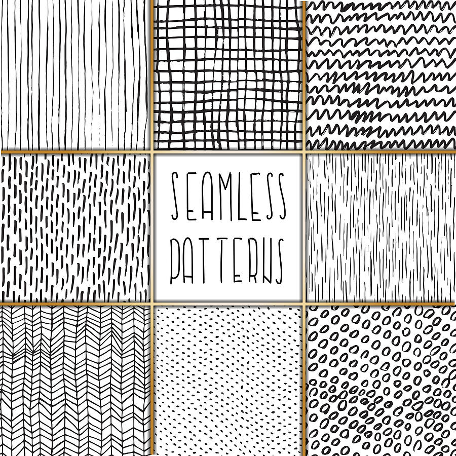 A set of freehand scribble patterns Drawing by J614