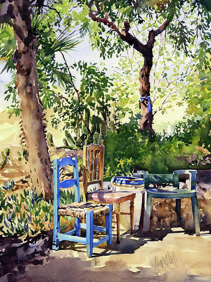 Tree Painting - A Shady Corner by Margaret Merry