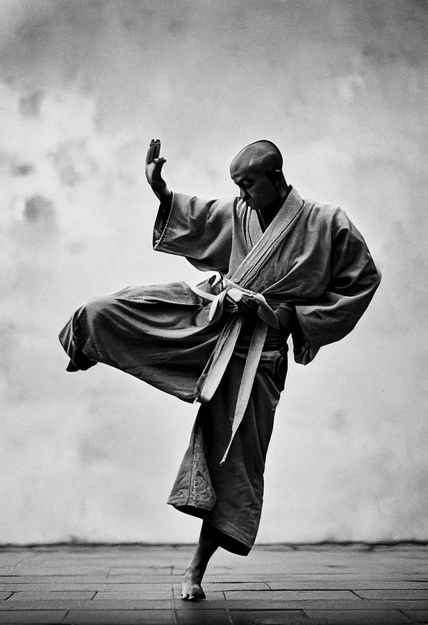 A Shaolin Monk In Fighting Pose Fullbody Photographed Wi Bd1e44bd Aedd ...