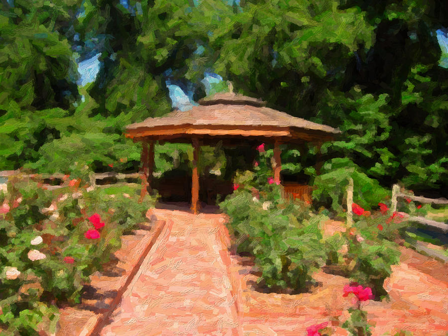 A Shelter Amid The Roses Digital Art by David Zimmerman