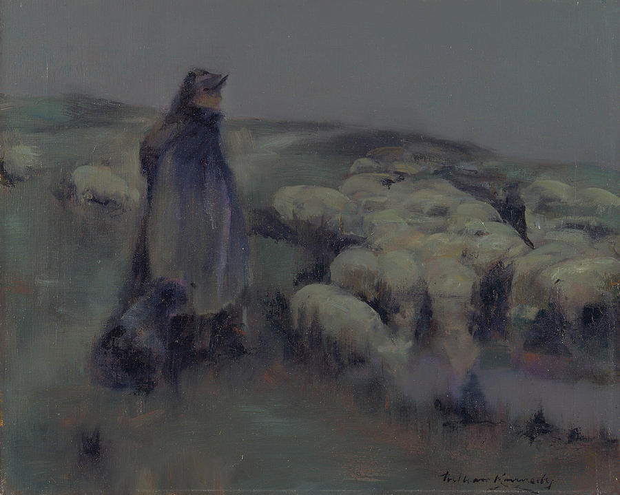 William Painting - A Shepherdess  by William Kennedy