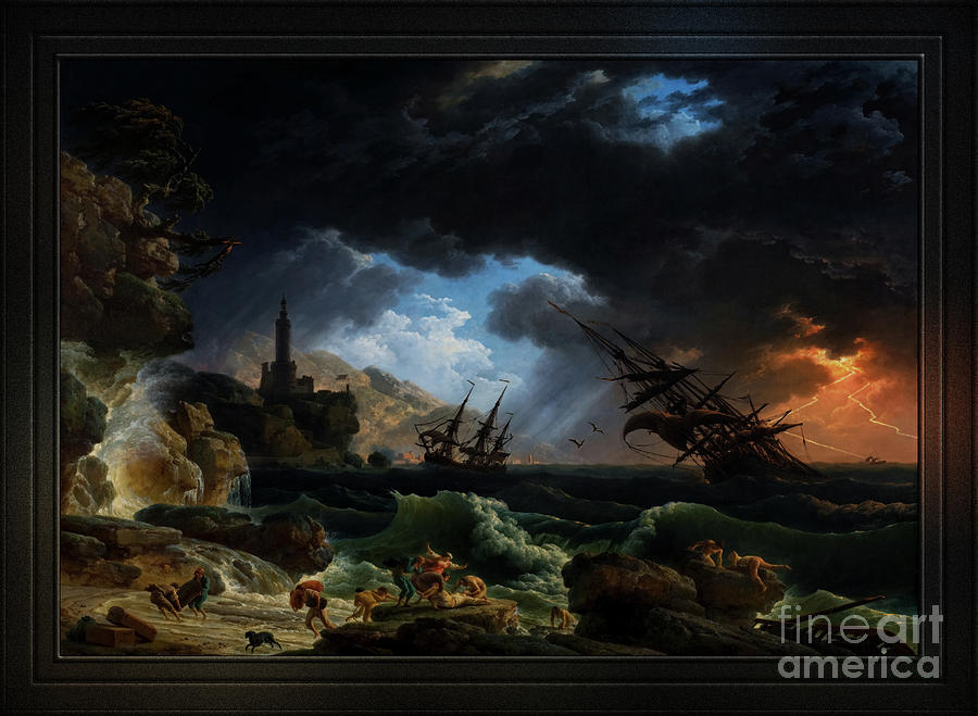 A Shipwreck in Stormy Seas by Claude Joseph Vernet Painting by Rolando Burbon