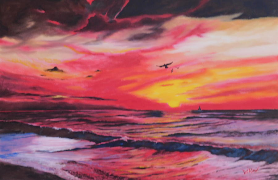 Siesta Key Painting - A Siesta Key Beach Sunset by Lloyd Dobson