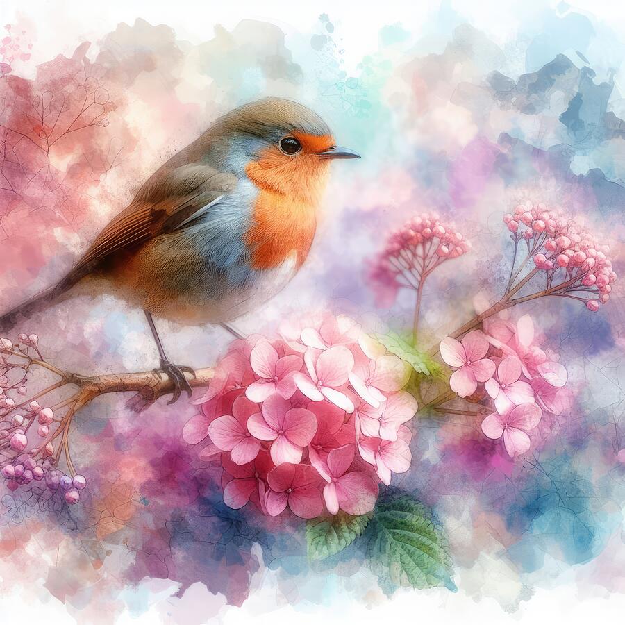 Robin Digital Art - A Sign of Spring by Kim Hojnacki