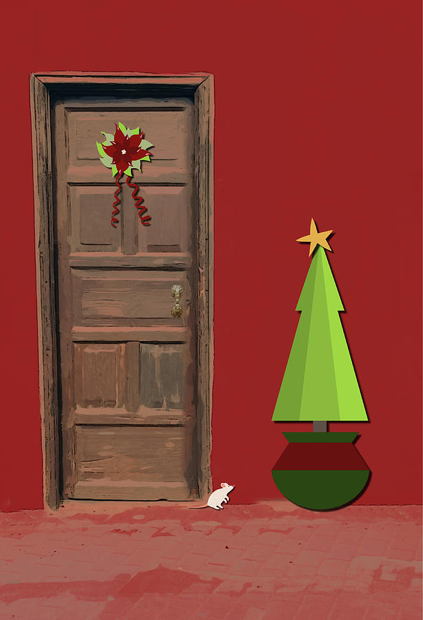 A Simple Christmas Door Digital Art by Gaby Ethington