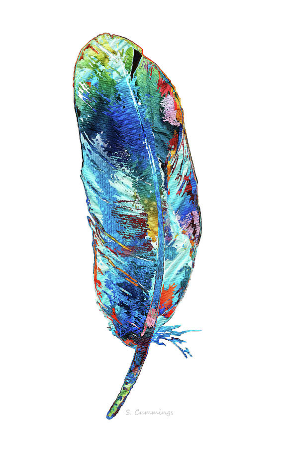 A Single Feather - Sharon Cummings Painting by Sharon Cummings