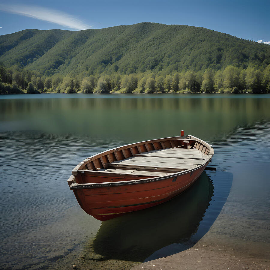 A single red rowboat Digital Art by Raymond Findlay - Fine Art America