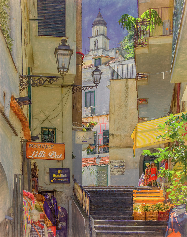 A Slice of Life in Amalfi, Painterly Photograph by Marcy Wielfaert