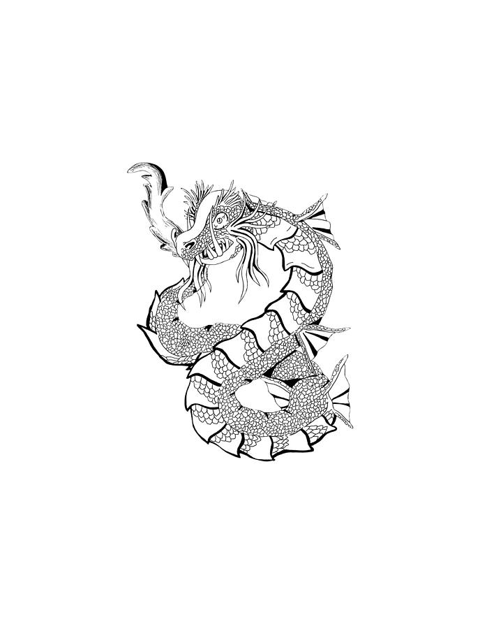 A Snake Dragon Sketch Digital Art by Kelly Johnson | Pixels