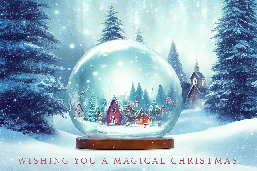 A Snow Globe Christmas Greeting Digital Art