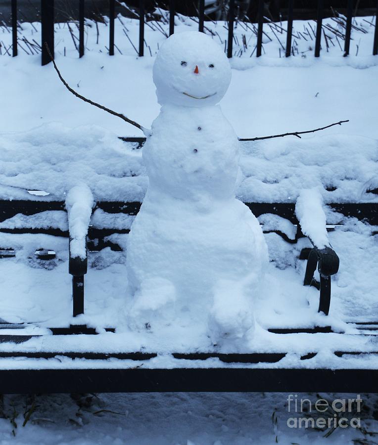 A Snowman In Mount Vernon, Baltimore Photograph by Marcus Dagan