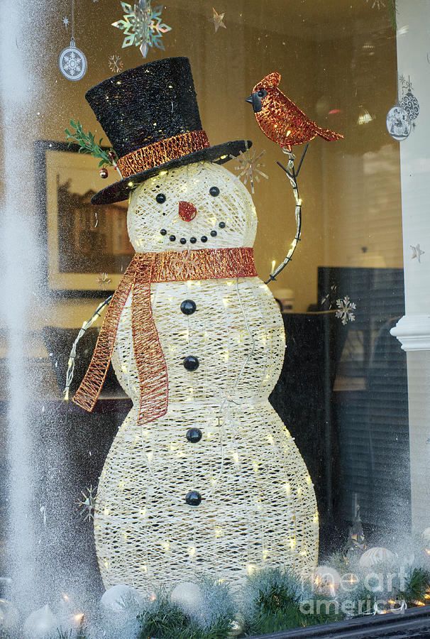 A Snowman in the Window Photograph by Iris Richardson