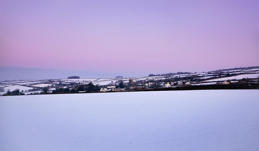  A snowy Dawn, Milton Abbot, Tavistock, Devon. UK. Photograph by Maggie Mccall