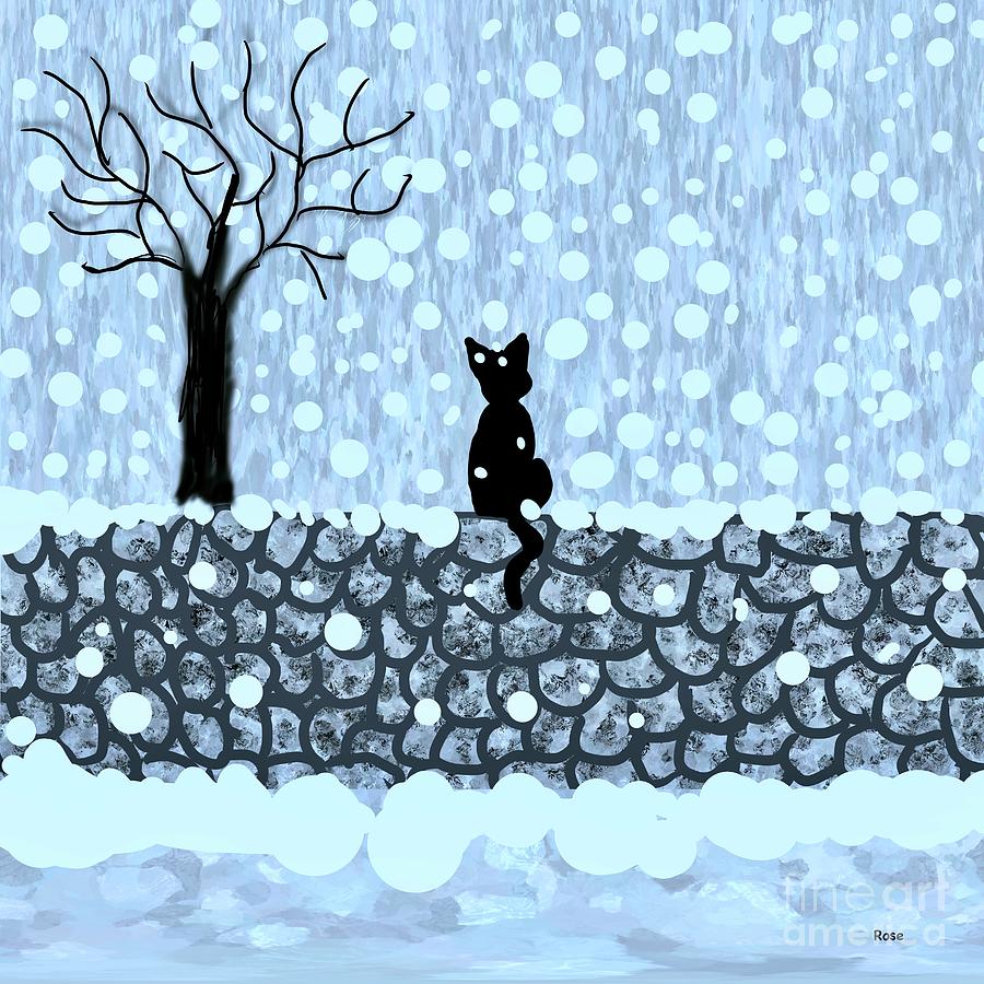 A snowy day in the country Digital Art by Elaine Hayward