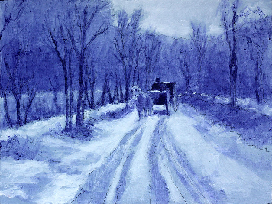 A Snowy Road Drawing by David Zimmerman