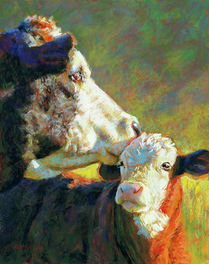 Cow Pastel - A Soft Kiss by Rita Kirkman