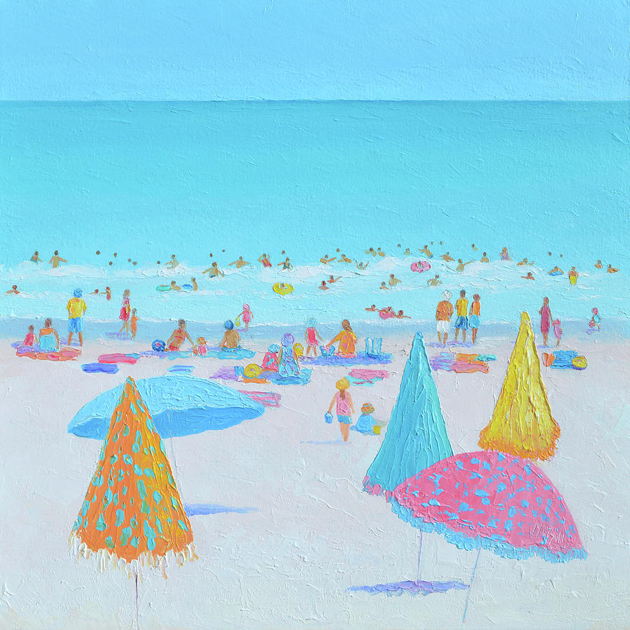 A soft summer breeze, beach scene Painting by Jan Matson