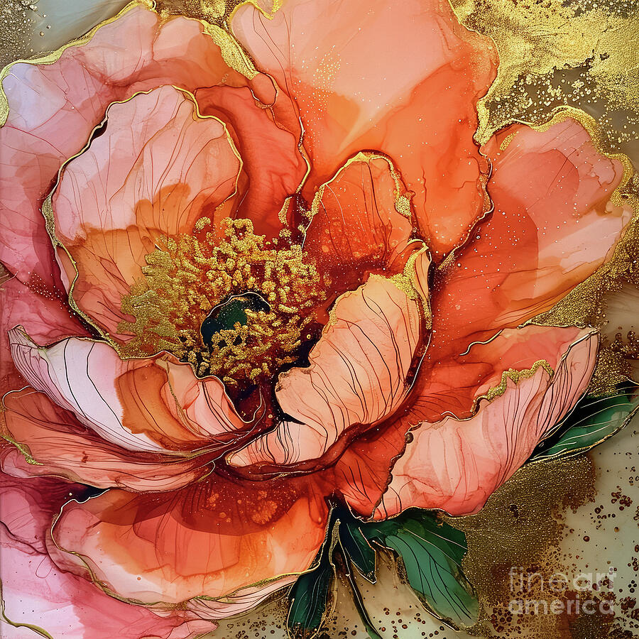 A Splash Of Peony Painting by Tina LeCour