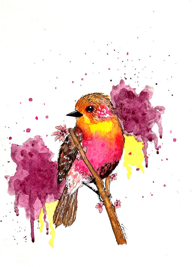 A splash of Robin Painting by Nancy Wilds - Fine Art America