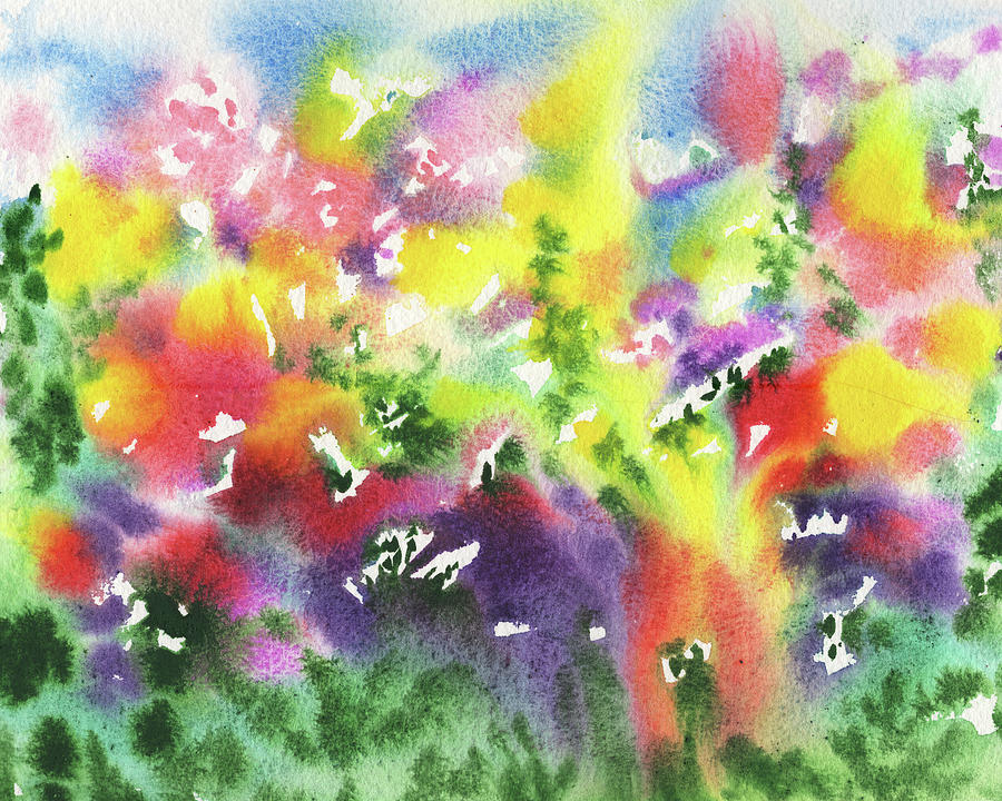 A Splash Of Watercolor Abstract Flower Garden  Painting by Irina Sztukowski