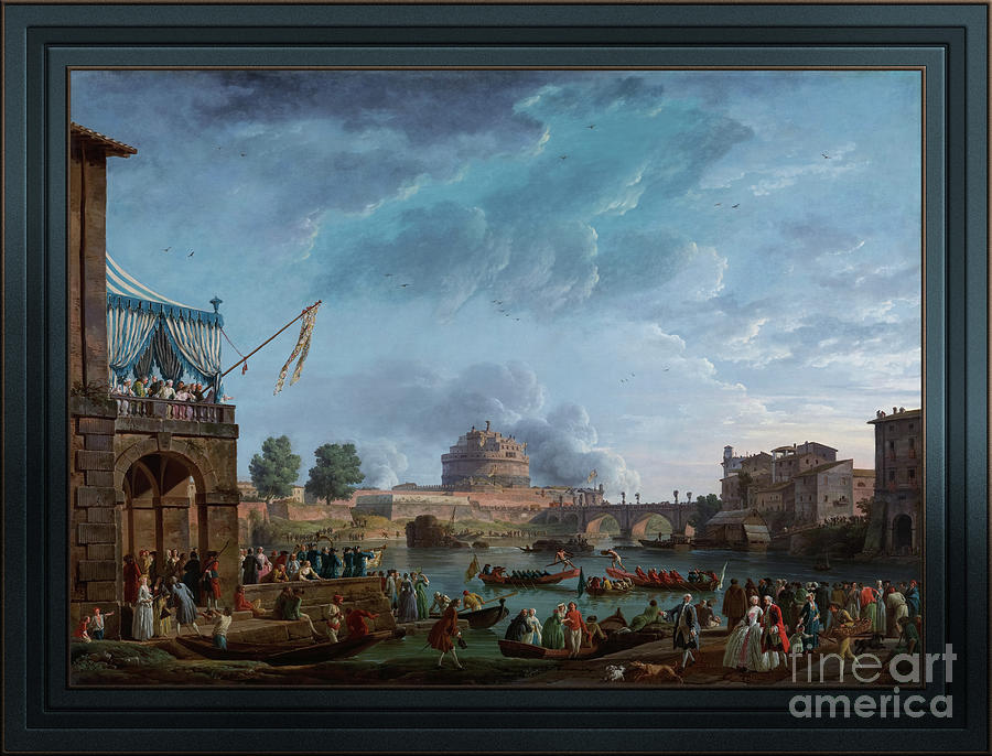 A Sporting Contest on the Tiber by Claude Joseph Vernet Old Masters Reproduction Painting by Rolando Burbon