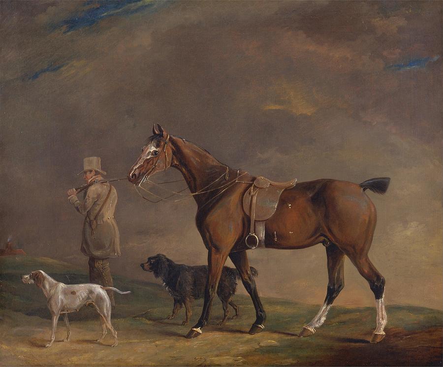 Dog Painting - A Sportsman with Shooting Pony and Gun Dogs by Edwin W Cooper of Beccles