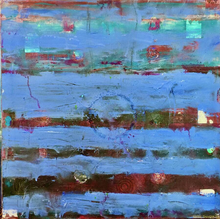 Blue Fog Layers Mixed Media by Sarah Spector Blue Fog Layers Mixed Media by Sarah Spector
