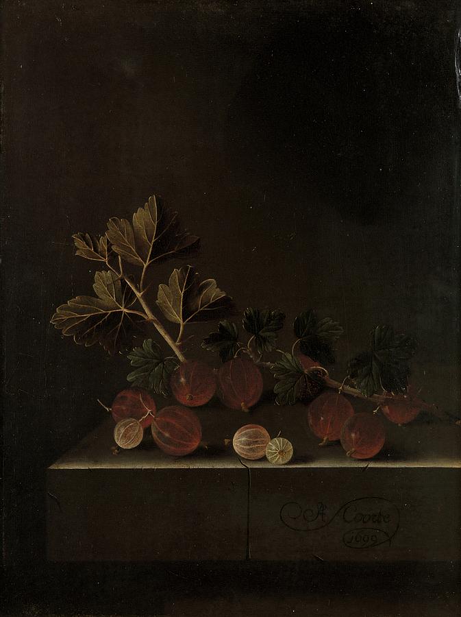 A Sprig of Gooseberries on a Stone Plinth.   1699 Painting by MotionAge Designs