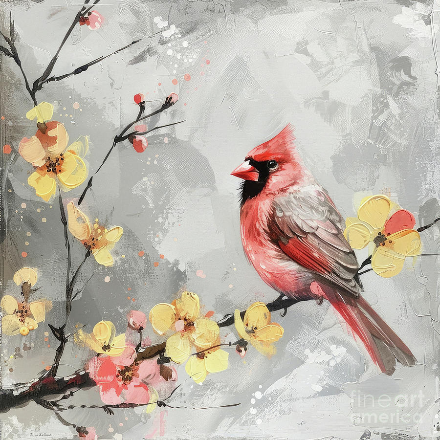 Cardinal Painting - A Spring Cardinal by Tina LeCour