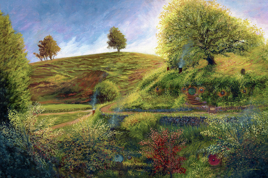 Fantasy Painting - A Spring Morning at Bag End by Dale Jackson