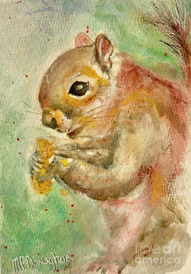 A Squirrel And His Nut Painting
