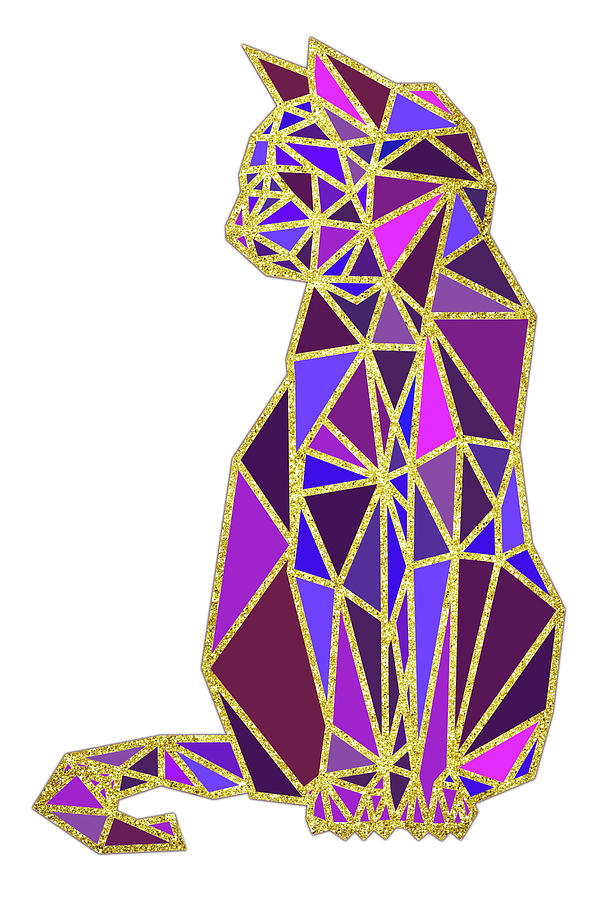 Pink Pussycat - Stained Glass Cat Digital Art by Peggy Collins